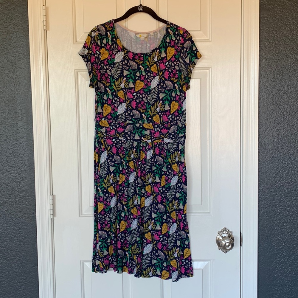 Jersey boden Amelie tropical leaf print dress